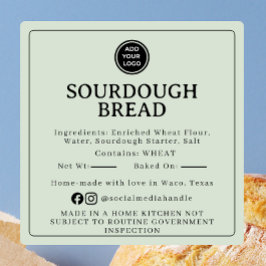 Quadrado Adesivo de Ingredientes de Sourdough Pale Sage Cot