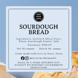 Quadrado Adesivo de Ingredientes para Sourdough Azul Pó - C
