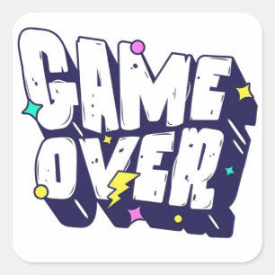 Quadrado Adesivo de Jogador Clássico – Game Over