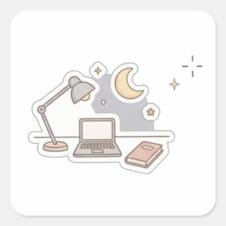 Quadrado Adesivo de Laptop de Estudo Fofo | Luminária Estét