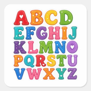 Quadrado Adesivo de Letras do Alfabeto ABCD Colorido