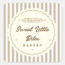 Quadrado Adesivo de Logo da Pequena Padaria Sweet Little Bi