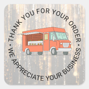 Quadrado Adesivo de logotipo de Food Truck elegante