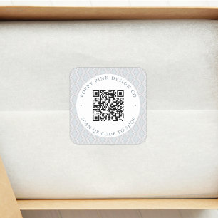 Quadrado Adesivo de Loja de Código QR Personalizado Moderno