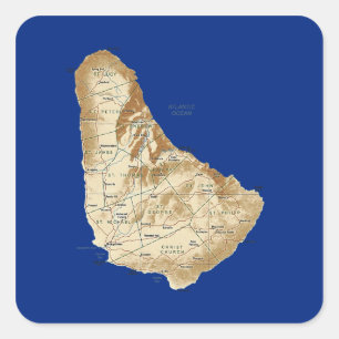 Quadrado Adesivo de mapa Barbados