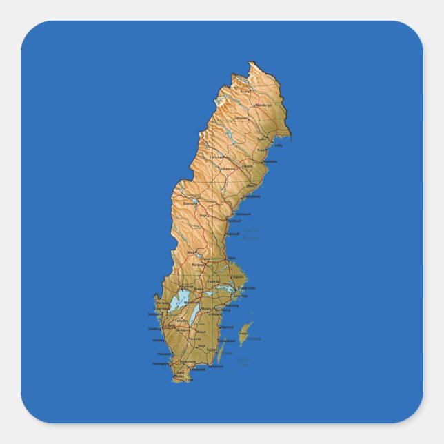 Quadrado Adesivo de Mapa da Suécia (Frente)