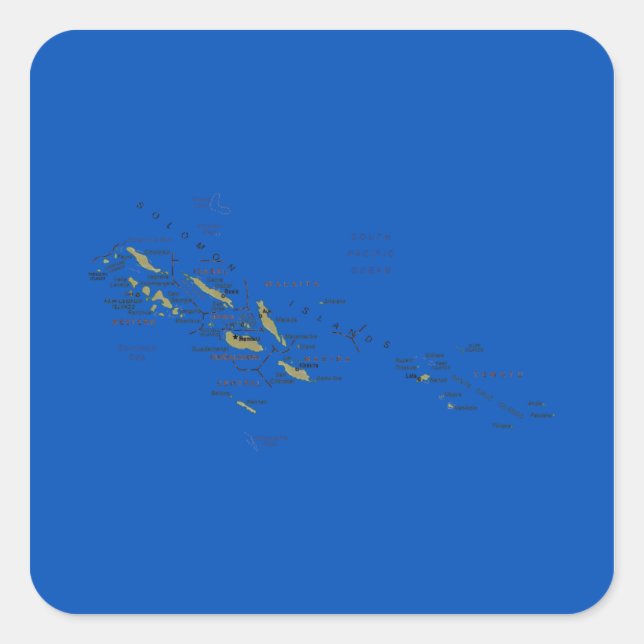 Quadrado Adesivo de Mapa das Ilhas Salomão (Frente)