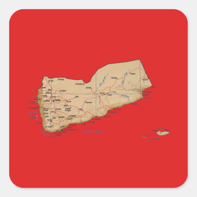 Quadrado Adesivo de Mapa do Iêmen (Frente)