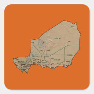 Quadrado Adesivo de Mapa do Níger