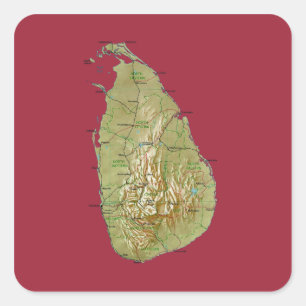 Quadrado Adesivo de Mapa do Sri Lanka