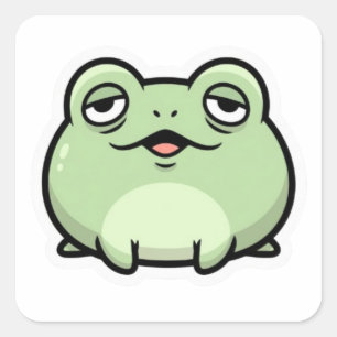 Quadrado Adesivo de meme de sapo fofo   Sapo estético engra