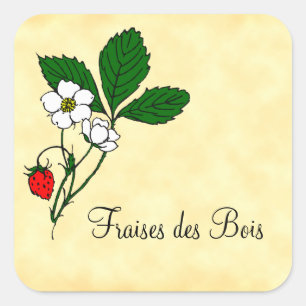 Quadrado Adesivo de Morango Silvestre Fraises des Bois