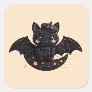 Quadrado Adesivo de Morcego de Halloween — Visual de Bordad