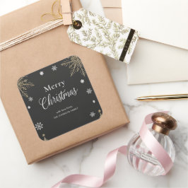 Quadrado Adesivo de Natal Alegre Moderno Dourado