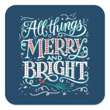 Adesivo de Natal Blue All Things Merry & Bright