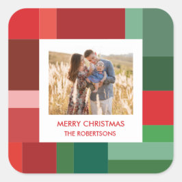 Quadrado Adesivo de Natal com Bloco de Cores Geométricas Vi