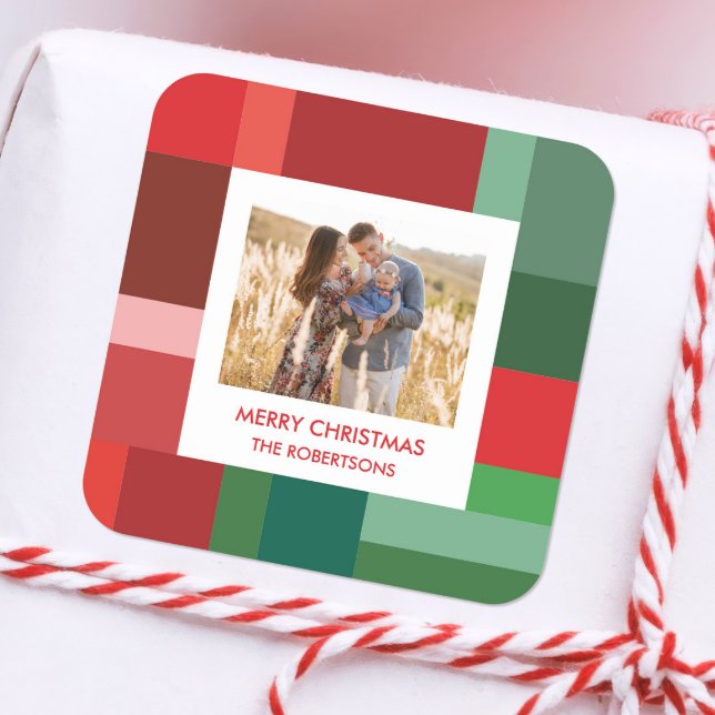 Quadrado Adesivo de Natal com Bloco de Cores Geométricas Vi (Criador carregado)
