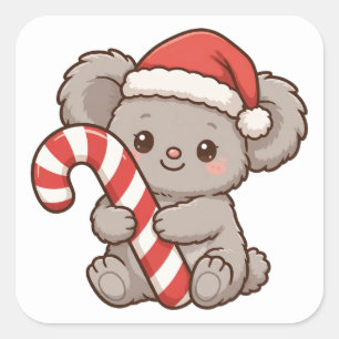 Quadrado Adesivo de Natal com Canequinha de Chapéu de Papai