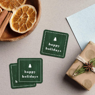Quadrado Adesivo de Natal com Textura de Madeira de Árvore 