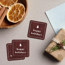 Quadrado Adesivo de Natal com Textura de Madeira de Árvore 