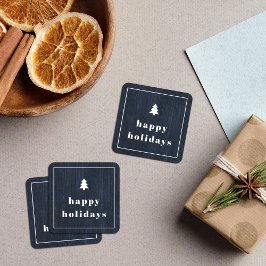 Quadrado Adesivo de Natal com Textura de Madeira de Árvore 