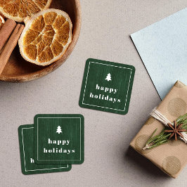 Quadrado Adesivo de Natal com textura de madeira verde rúst