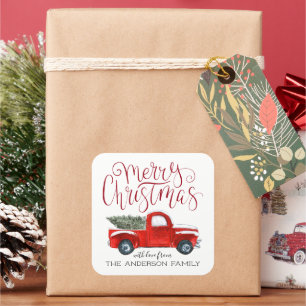 Quadrado Adesivo de Natal Coordenador - Caminhão Vermelho V