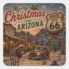 Quadrado Adesivo de Natal da Rota 66 do Arizona