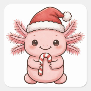 Quadrado Adesivo de Natal de Candy Cane com Chapéu de Papai