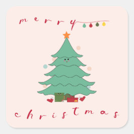 Quadrado Adesivo de Natal Kawaii