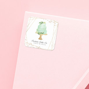 Quadrado Adesivo de Negócios da Cake Co Personalizado
