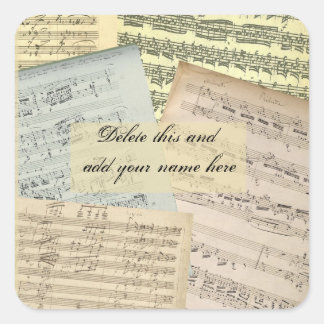 Quadrado Adesivo de nome do Manuscrito de Música