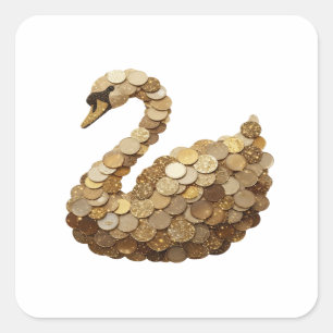 Quadrado Adesivo de Ouro Radiante GOLDEN SWAN Design