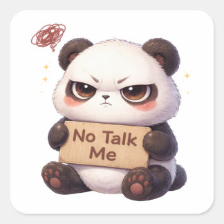 Quadrado Adesivo de Panda Sem Conversa Cansado