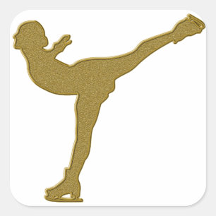 Quadrado Adesivo de Patinação Artística Dourado