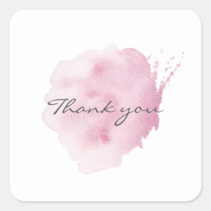 Quadrado Adesivo de pincelada de aquarela rosa
