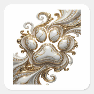 Quadrado Adesivo de Presente Abstrato Dourado Atraente