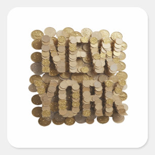 Quadrado Adesivo de Presente Bold Gold NEW YORK