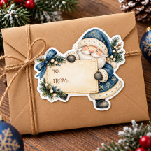 Adesivo de Presente de Natal Vintage em Aquarela d