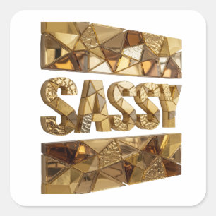 Quadrado Adesivo de Presente Dourado SASSY e Afiado