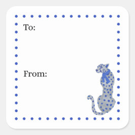 Quadrado Adesivo de Presente Hanukah Cheetah