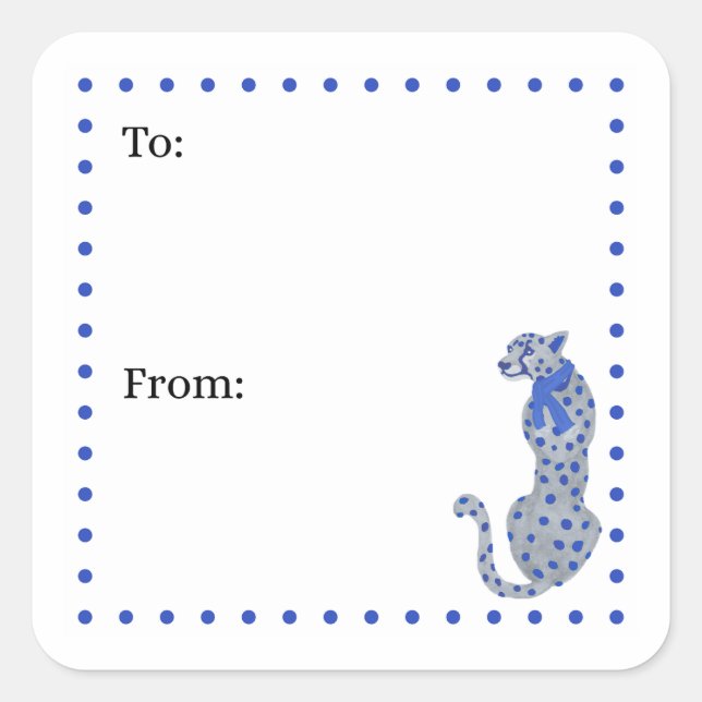 Quadrado Adesivo de Presente Hanukah Cheetah (Frente)