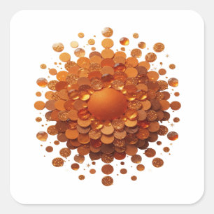 Quadrado Adesivo de presente ORANGE SPHERE Laranja Brilhant