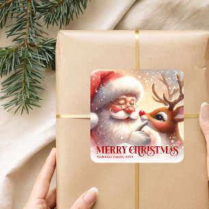 Quadrado Adesivo de Presente Personalizado de Natal do Papa