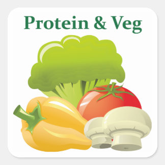 Quadrado Adesivo de proteína e vegetais