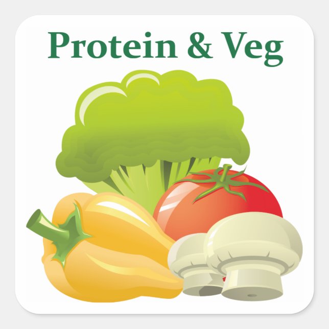 Quadrado Adesivo de proteína e vegetais (Frente)
