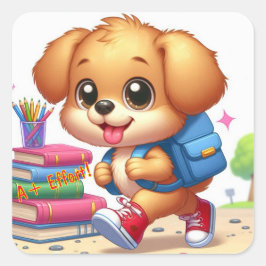 Quadrado Adesivo de puppy personalizado adaptável