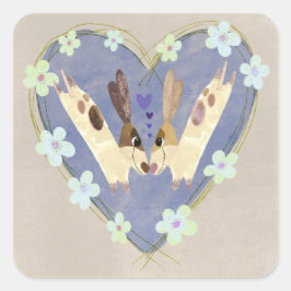 Quadrado Adesivo de Raposa Fofa e Cardinal de Inverno