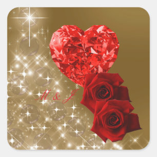 Quadrado Adesivo de Rosa de Diamante Vermelho Personalizado