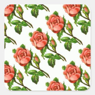 Quadrado Adesivo de Rosas Inglesas Flores Florais Rosa
